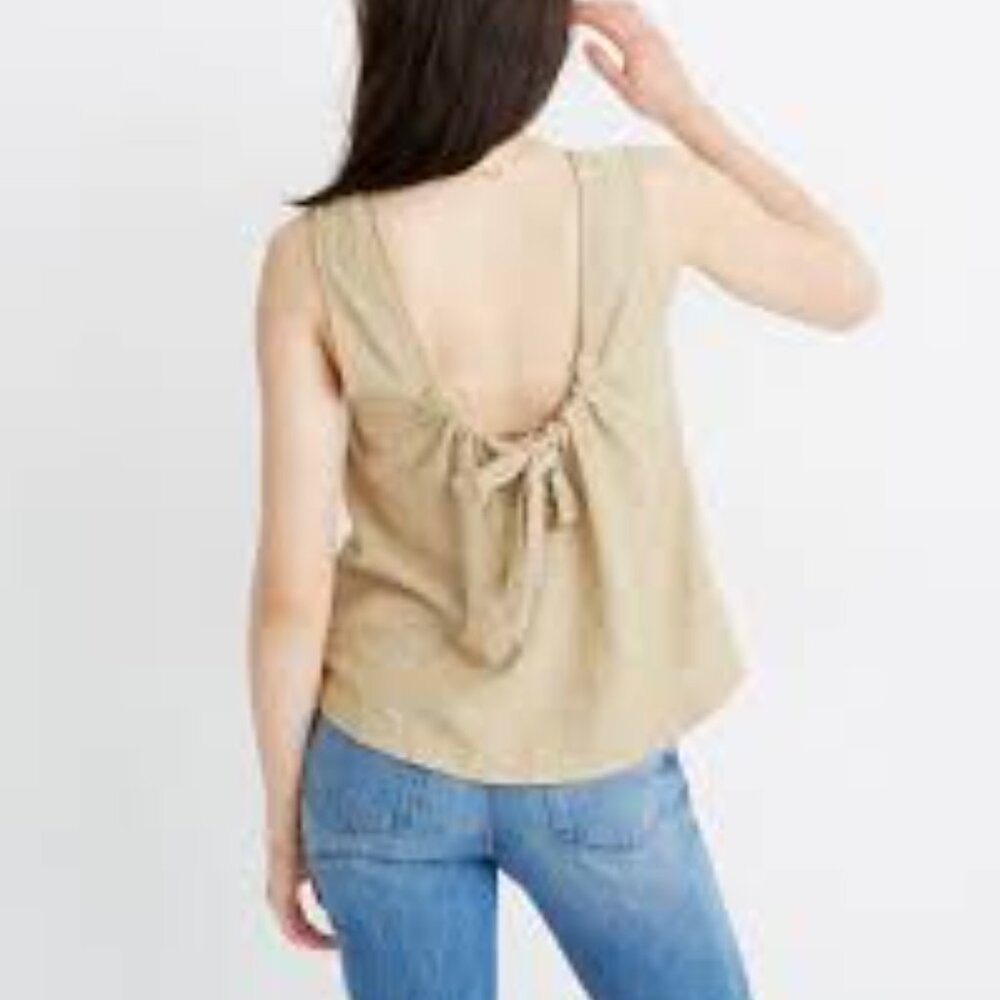 Madewell Linen-Blend Cinch-Back Tank Top in Tan/Size 2(fits 6-8)